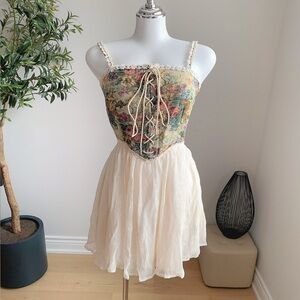 CIDER Floral Corset Lace Mini Dress Fairycore S NWT